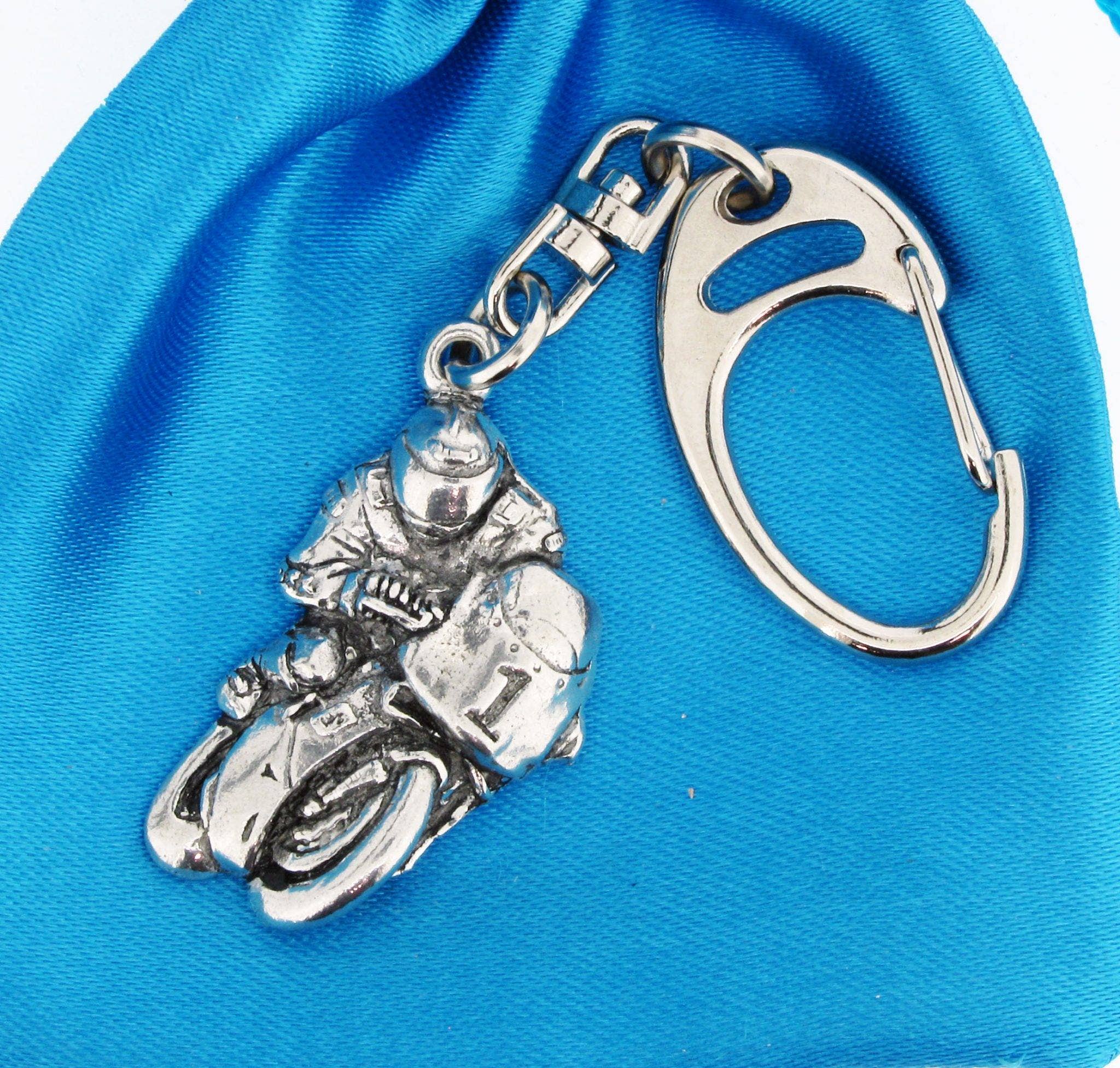Racing Bike Pewter Keyring