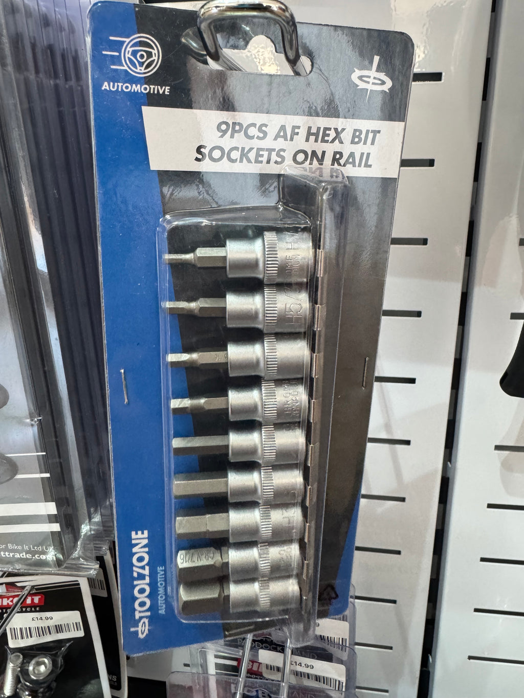 9PC AF Hex Bit Sockets On Rail