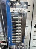 9PC AF Hex Bit Sockets On Rail