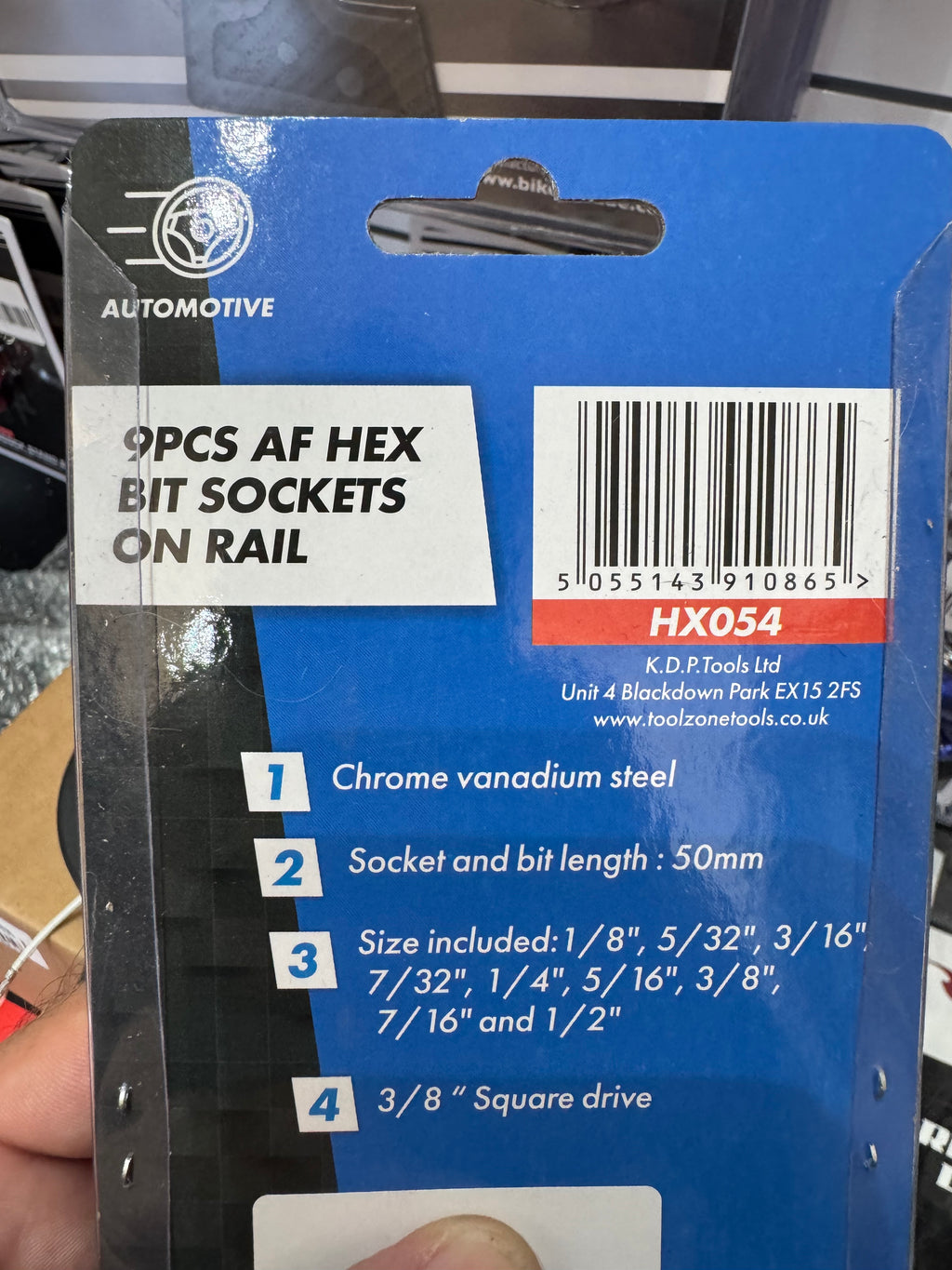 9PC AF Hex Bit Sockets On Rail