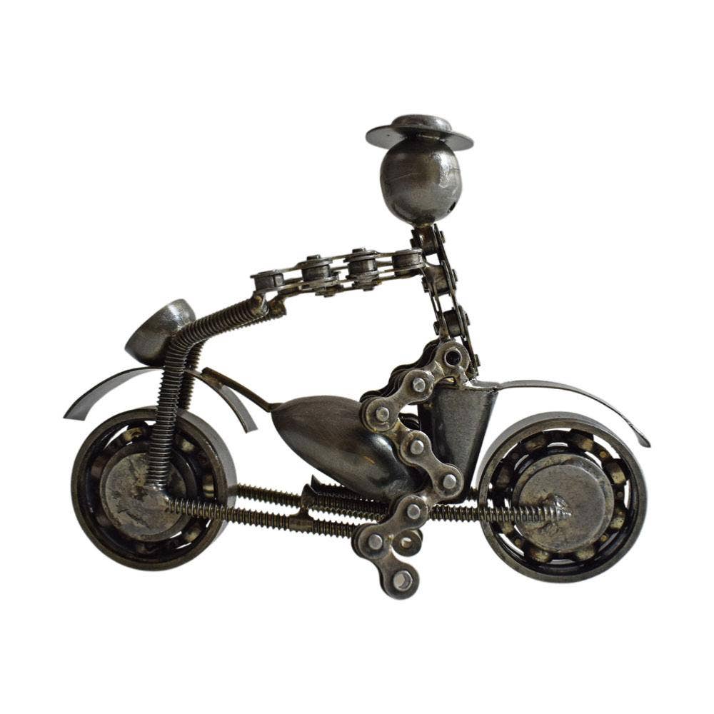 Model Motorbike With Rider Recycled Bike Chain