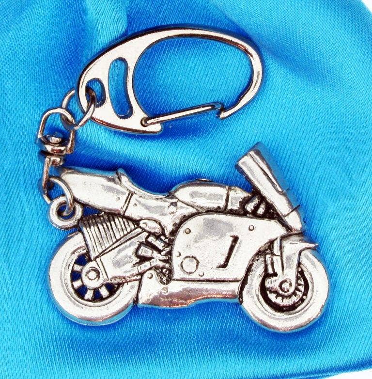 Racing Motorbike 3D Pewter Keyring
